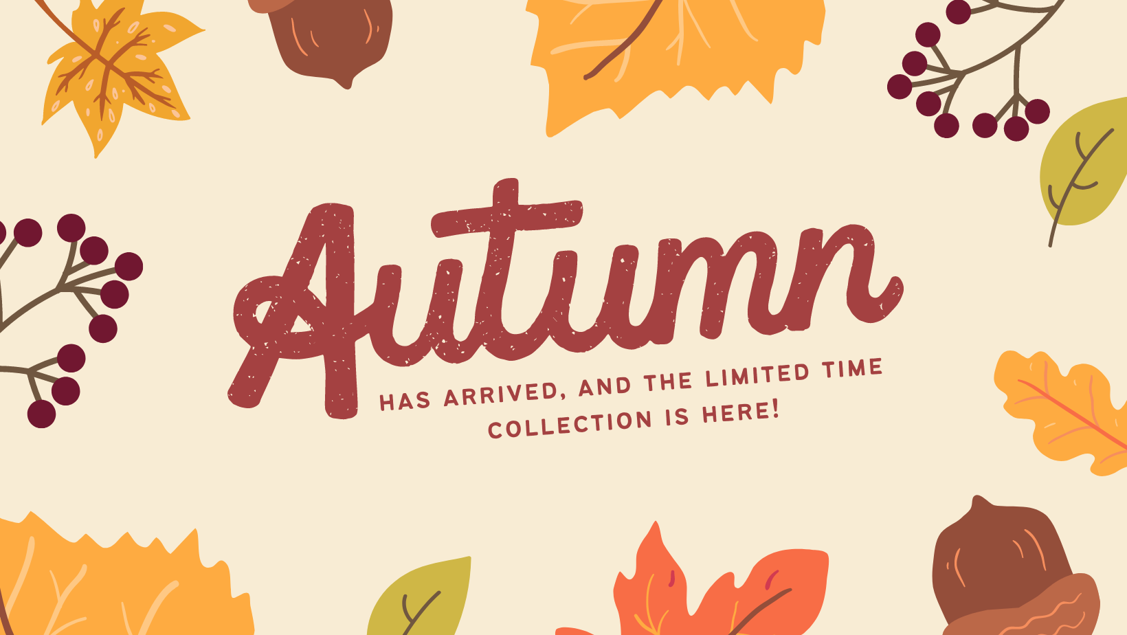 Red Yellow and Cream Leaves Illustration Autumn Facebook Cover autumn fall collection